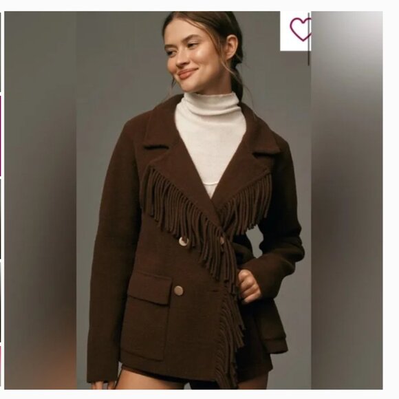 Anthropologie Chocolate Fringe Blazer - Picture 2 of 16